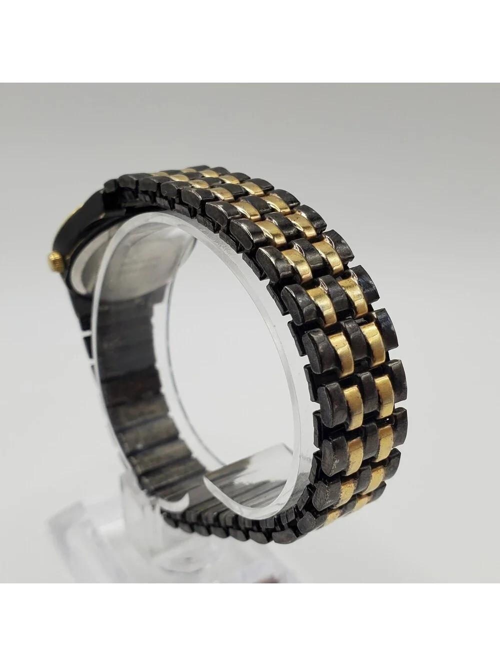 Quartz Watch Women Black/Gold 26mm Stretch Band Tone New Battery